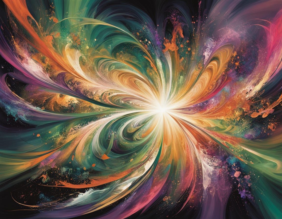 Vibrant Cosmic Explosion in Abstract Expressionist Style