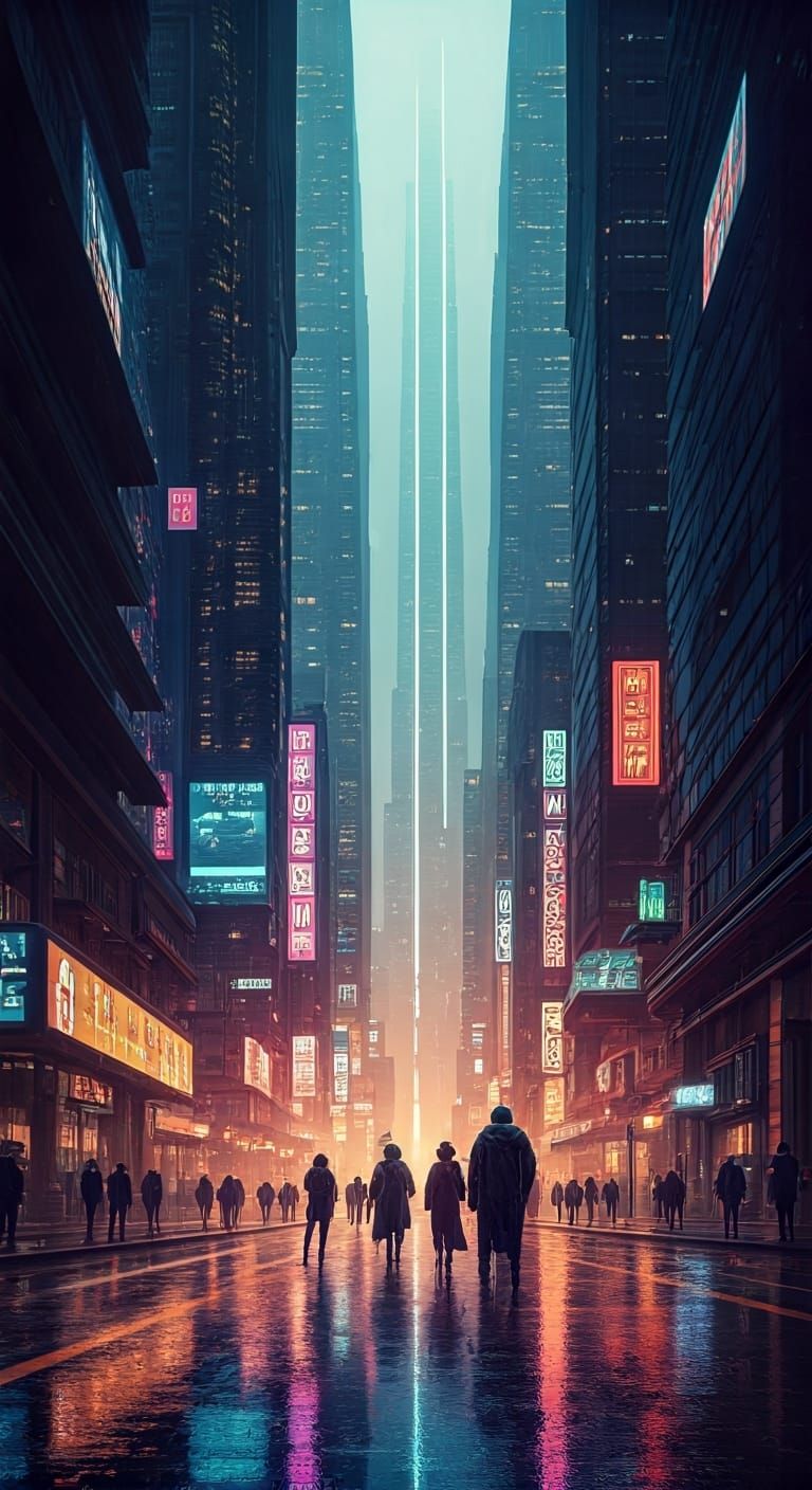 Futuristic Cityscape with Flying Vehicles in Retro Style