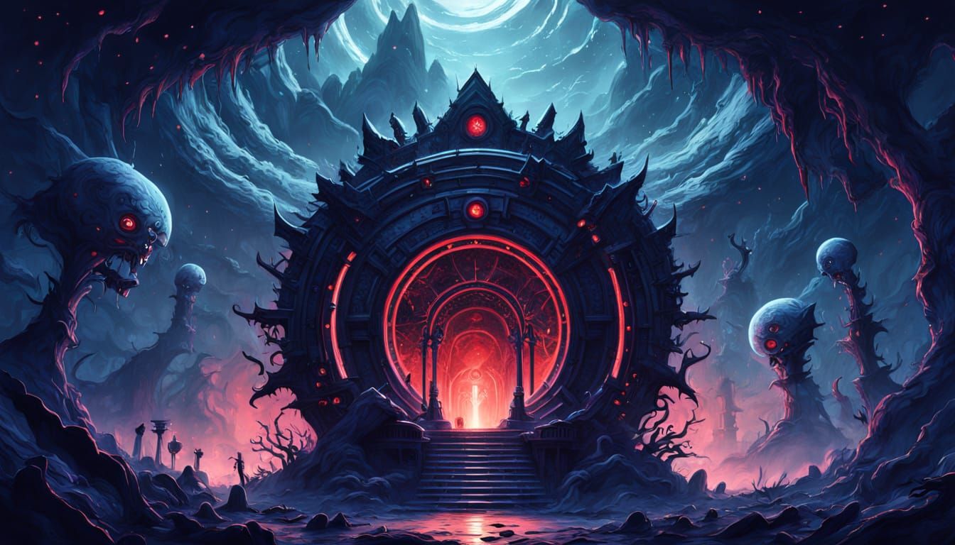 Eerie Onyx Portal to Another World in Neon Noir