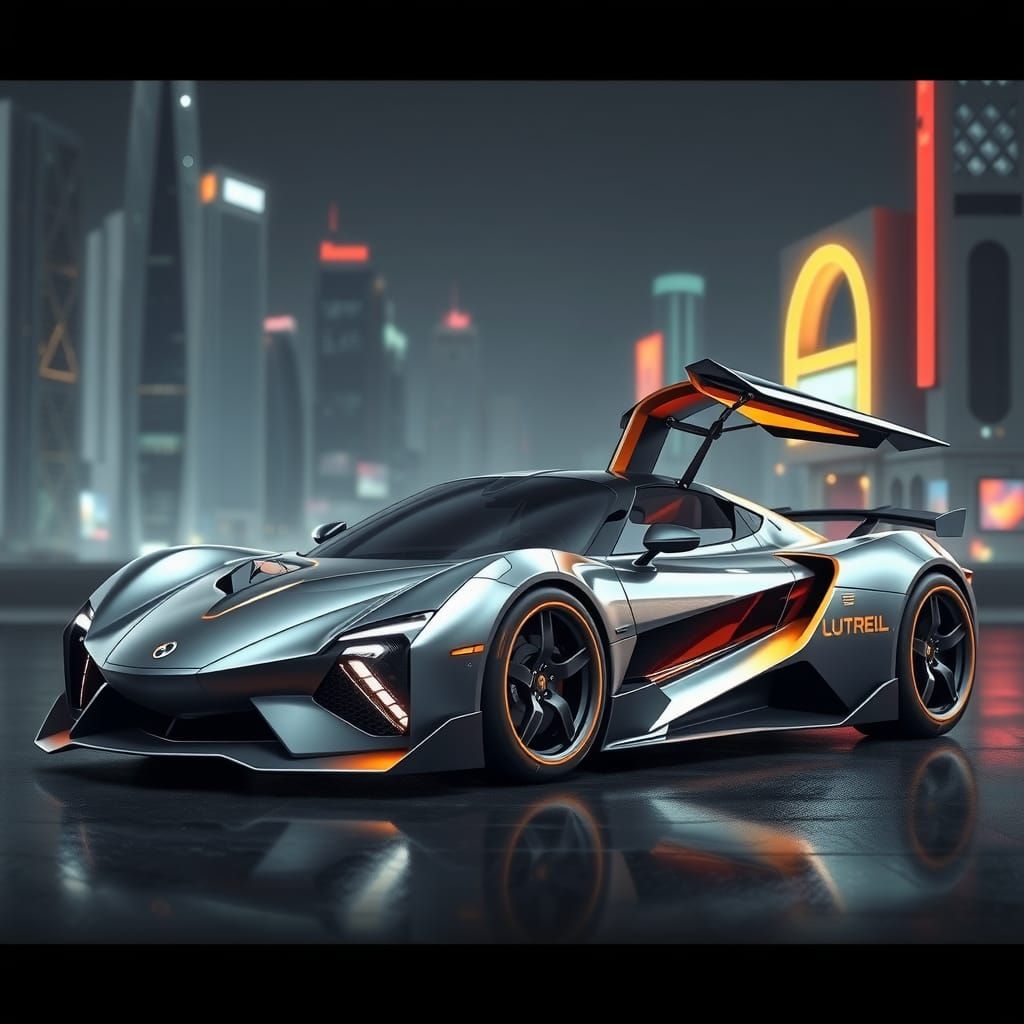 Retro-Futuristic Hybrid Sports Car in Metallic Design