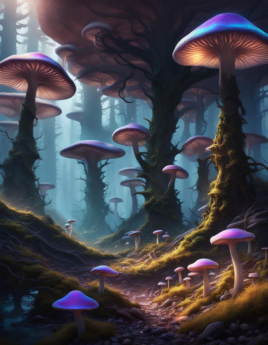 Otherworldly Bioluminescent Mushroom Forest in Unreal Engine