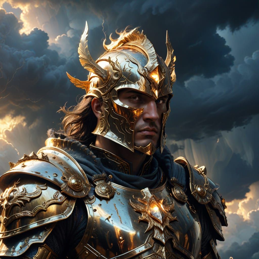 Golden God in Ominous Skies