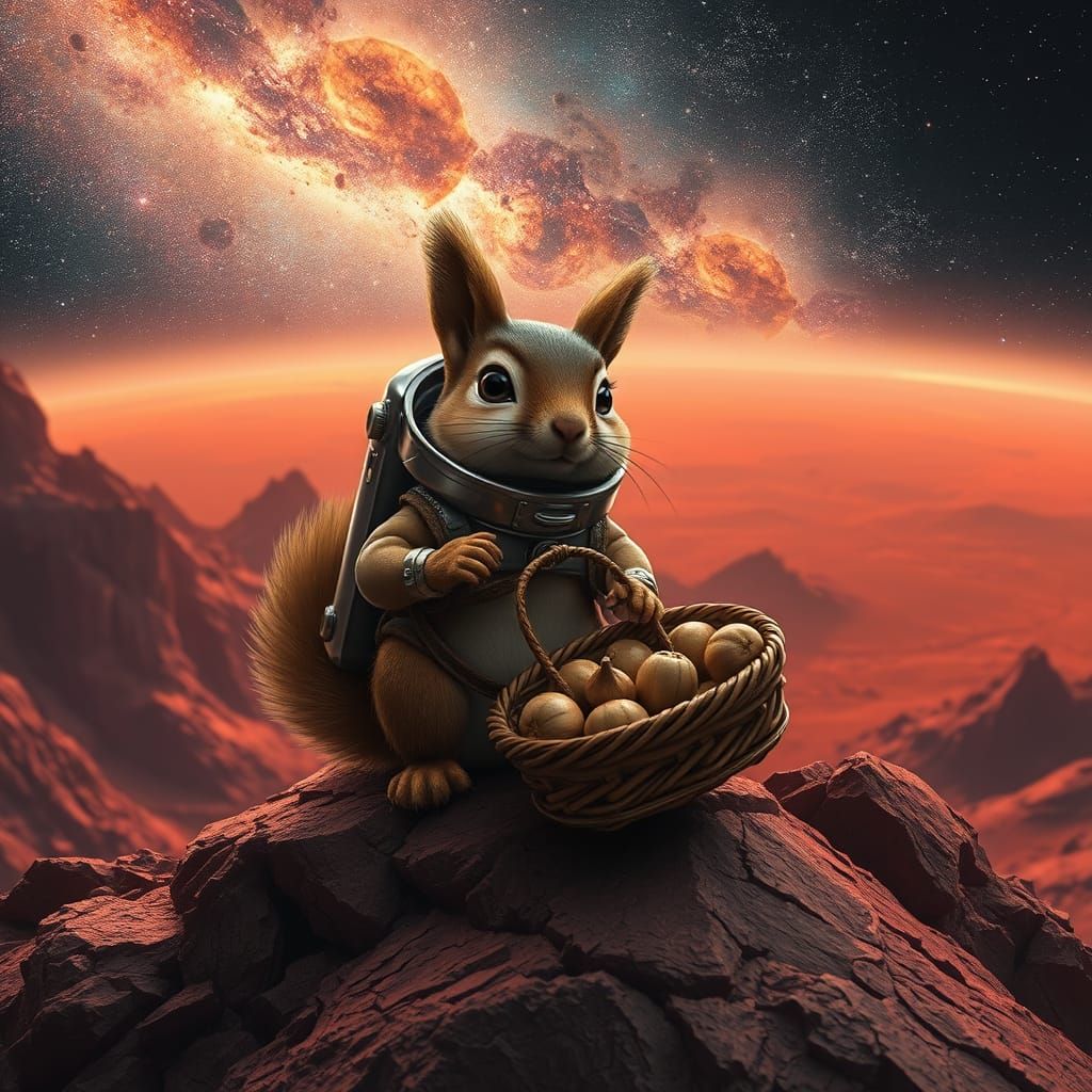 Intrepid Squirrel Embarks on Galactic Adventure in Futuristi...