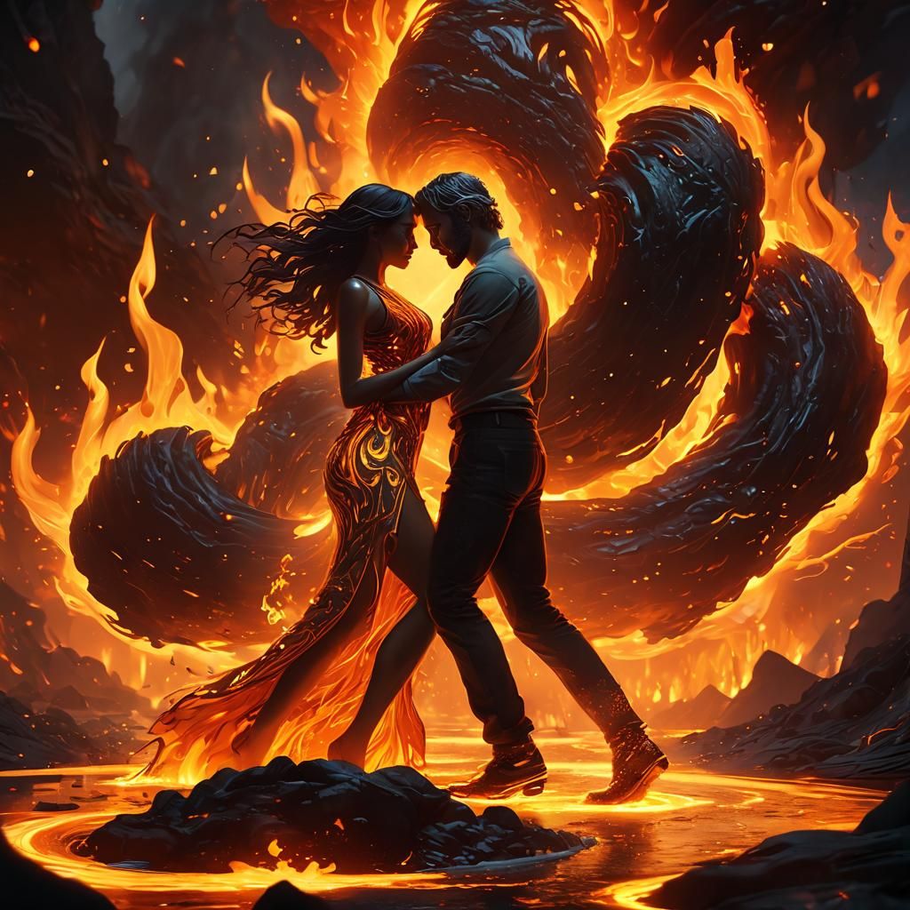 Lava Flame Lovers Dancing in Fire World