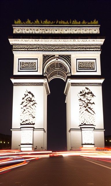 Arc de Triomphe Lit Up at Night