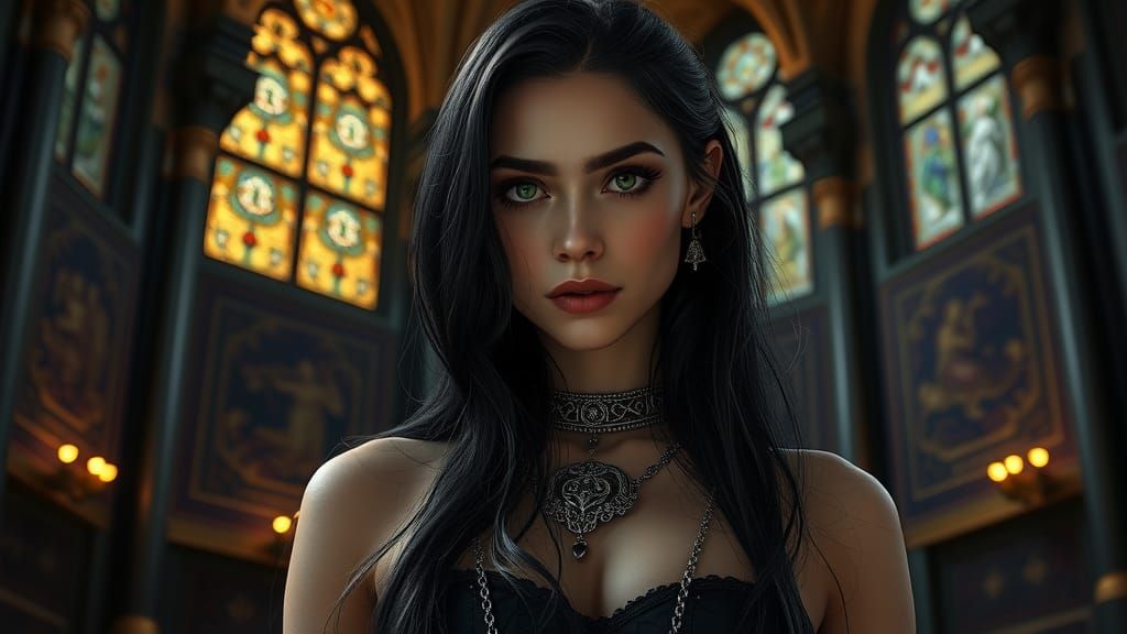Woman in Ornate Jewelry, Hyperrealistic Portrait