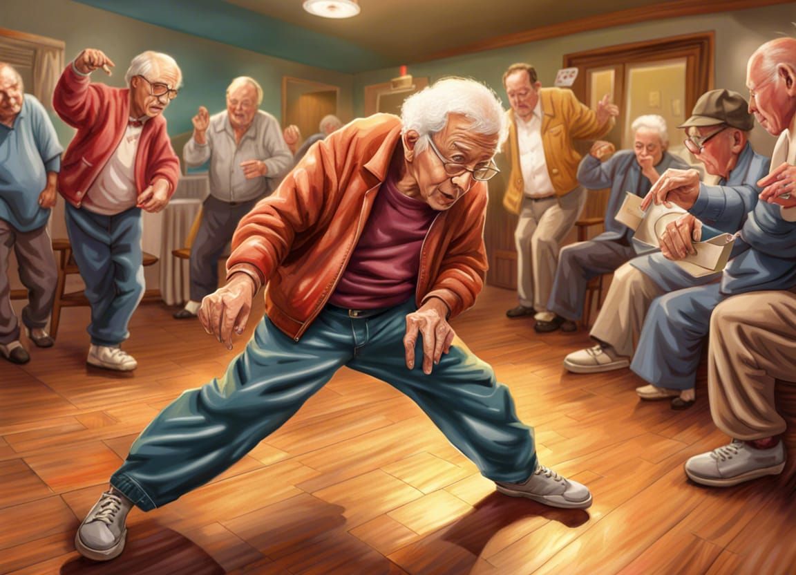 Breakdance Fight Interrupts Bingo Night: Hyperrealistic Illu...