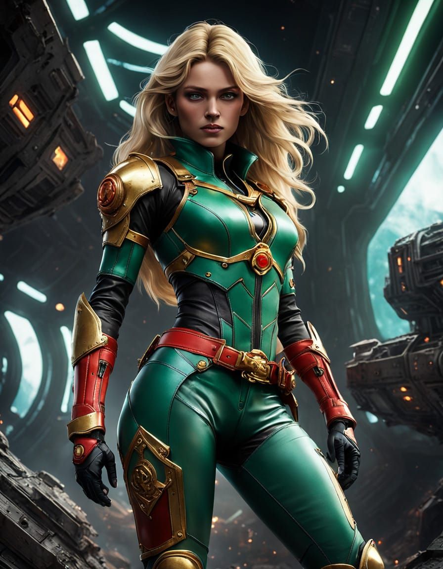 Heroine Nikki Stands Victorious on Saturn's Moon in Cyberpun...