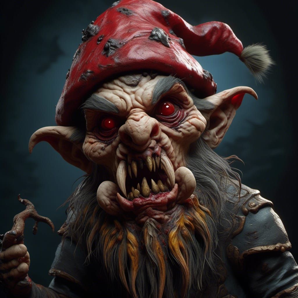 Hyper-Realistic Evil Gnome Close-Up