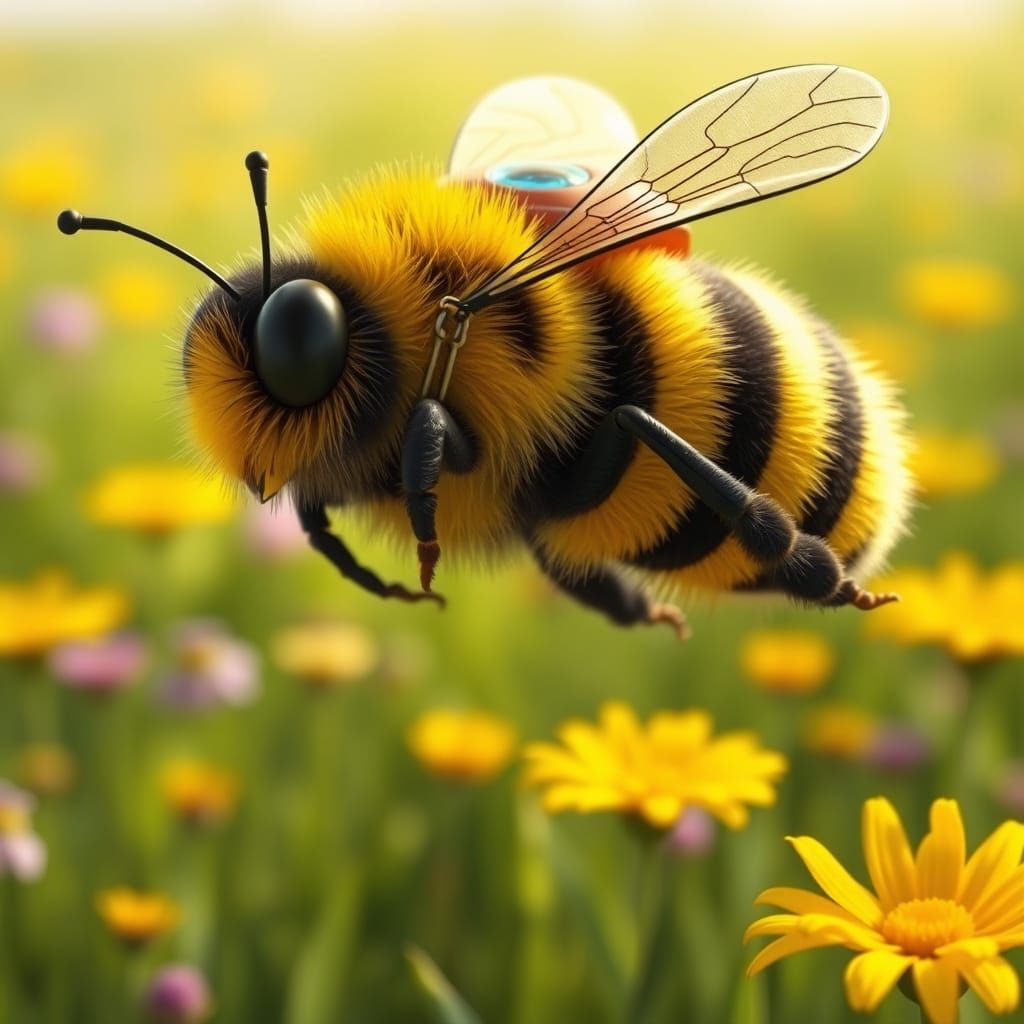 Sunny Meadow Bumblebee in Pixar Style