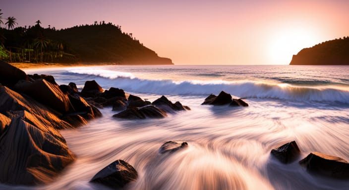 Photorealistic Tropical Beach with High Waves