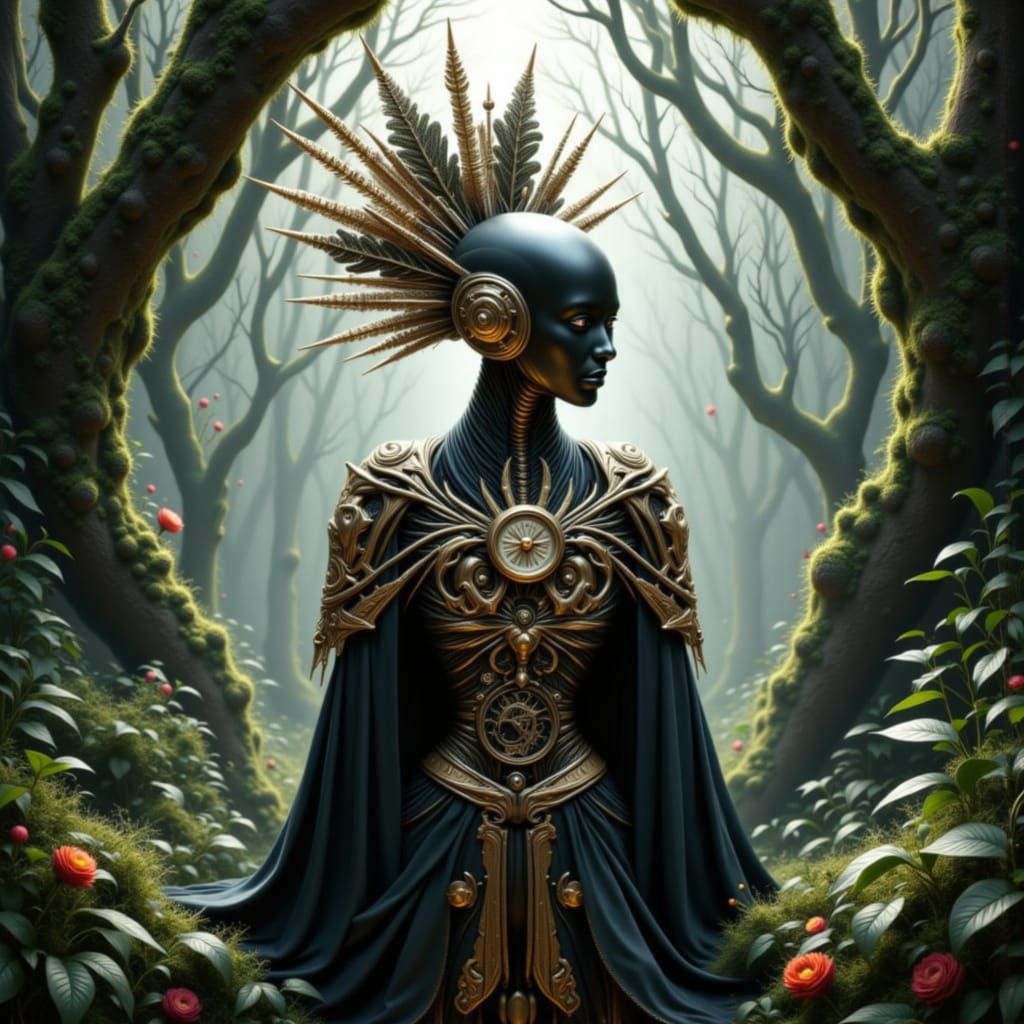 Baroque Automaton Guardian in Enchanted Forest