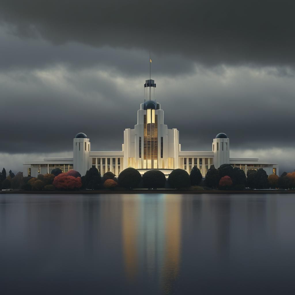 Magnificent Art Deco Lakefront in Canberra's Autumn Splendor