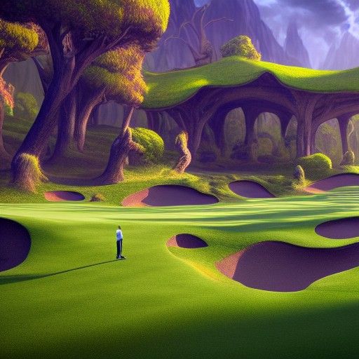 Fantastical Golf Course: Detailed Matte Painting