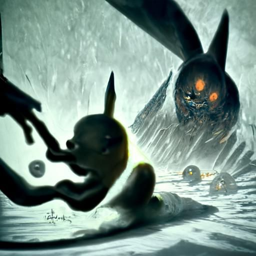 Horrific Pikachu Birth Control in Doré Rutkowski Style