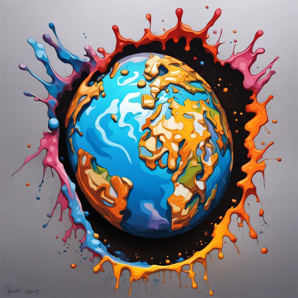 Cracked Earth: Graffiti Art in Polychromatic Colors
