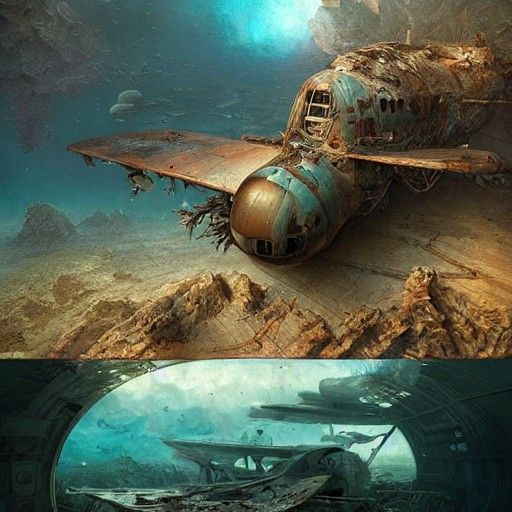 Underwater Crash: Hyperdetailed Planes on Distant Planet