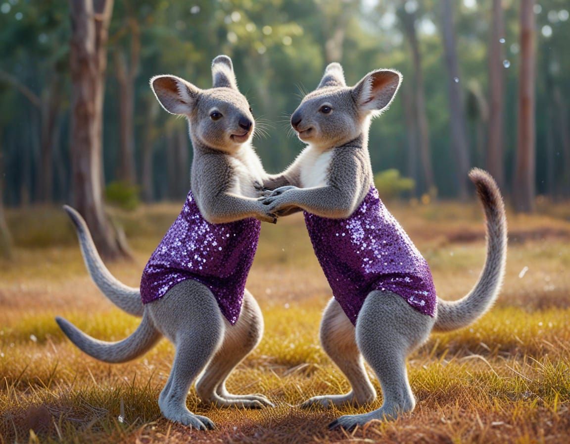 dancing kangaroo and a koala bear hybrids