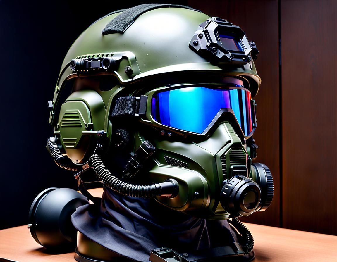 Special Forces Assault Helmet with Visor, Mask. Camera, Mic, Etc., Etc.