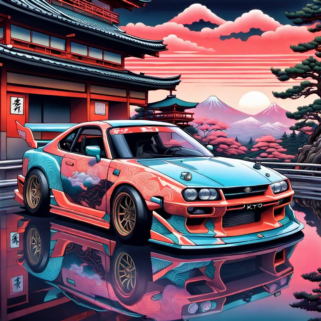 Ukiyo-e Tessellation: Japan Drift Motorsport in Neon