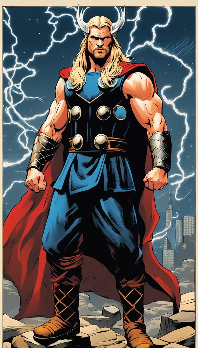 Mighty Thor with Mjolnir Hammer in Asgardian Armor