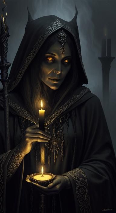 Mysterious Sorceress Portrait in Dark Fantasy Art