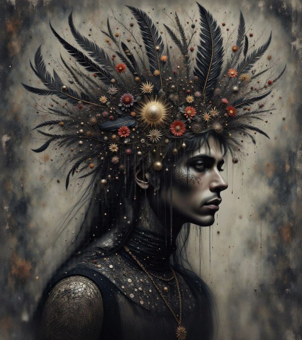 Smoky Gothic Watercolor of Fantasy Shaman