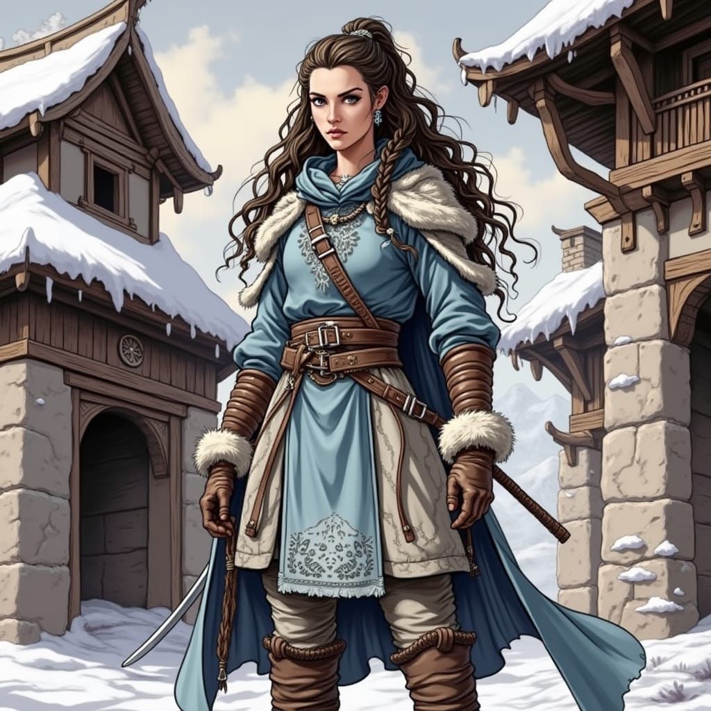 Young Warrior Clanswoman in Winter Dwelling