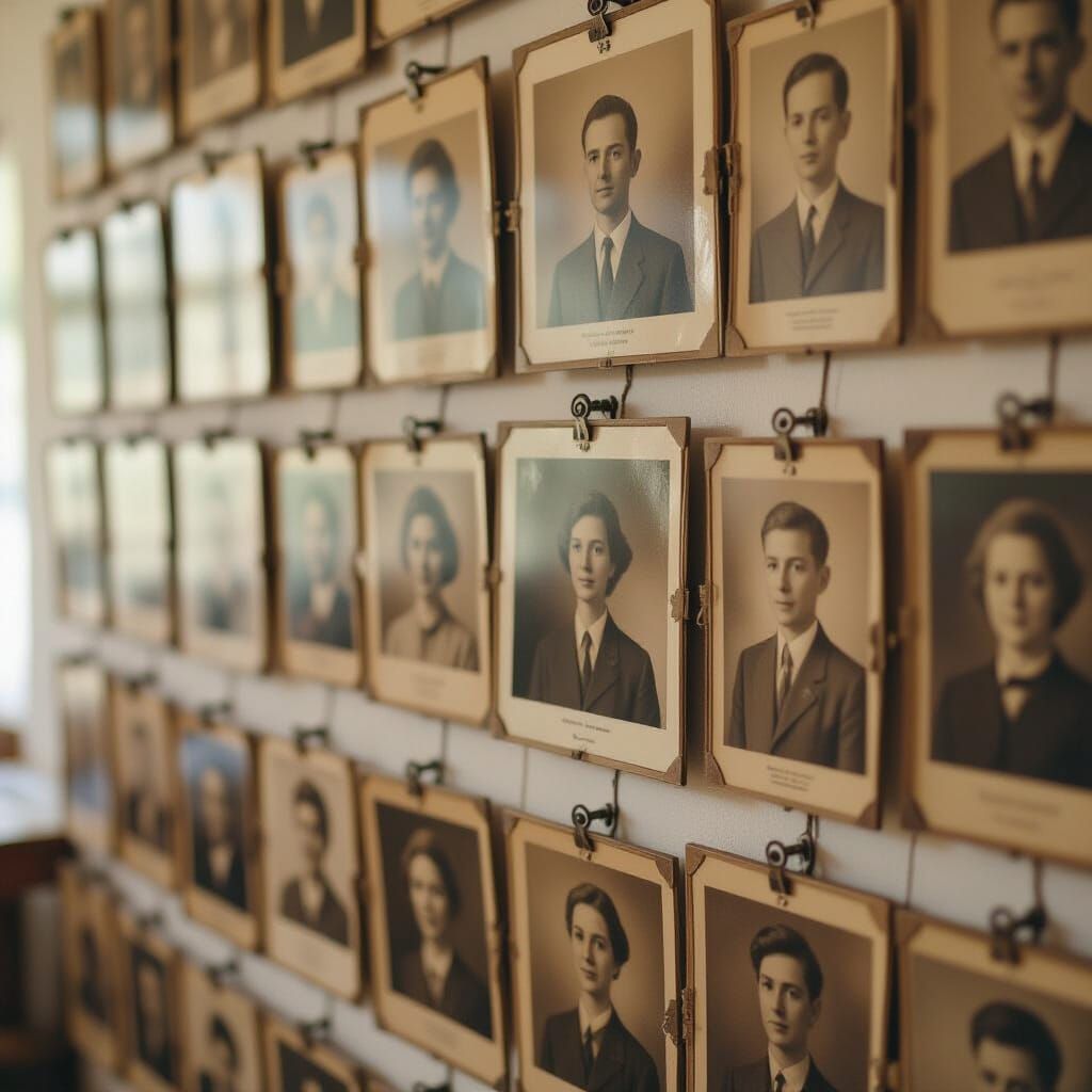 Family History in Faded Polaroid Photo