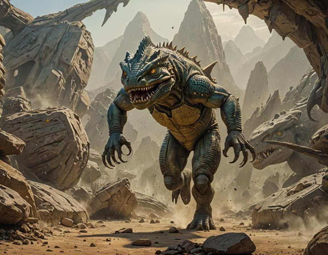 Menacing Gorn Portrait Inside Alien Starship