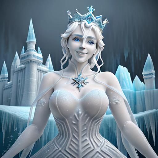 Icy Sculpture of Queen Antarctica in her Castle