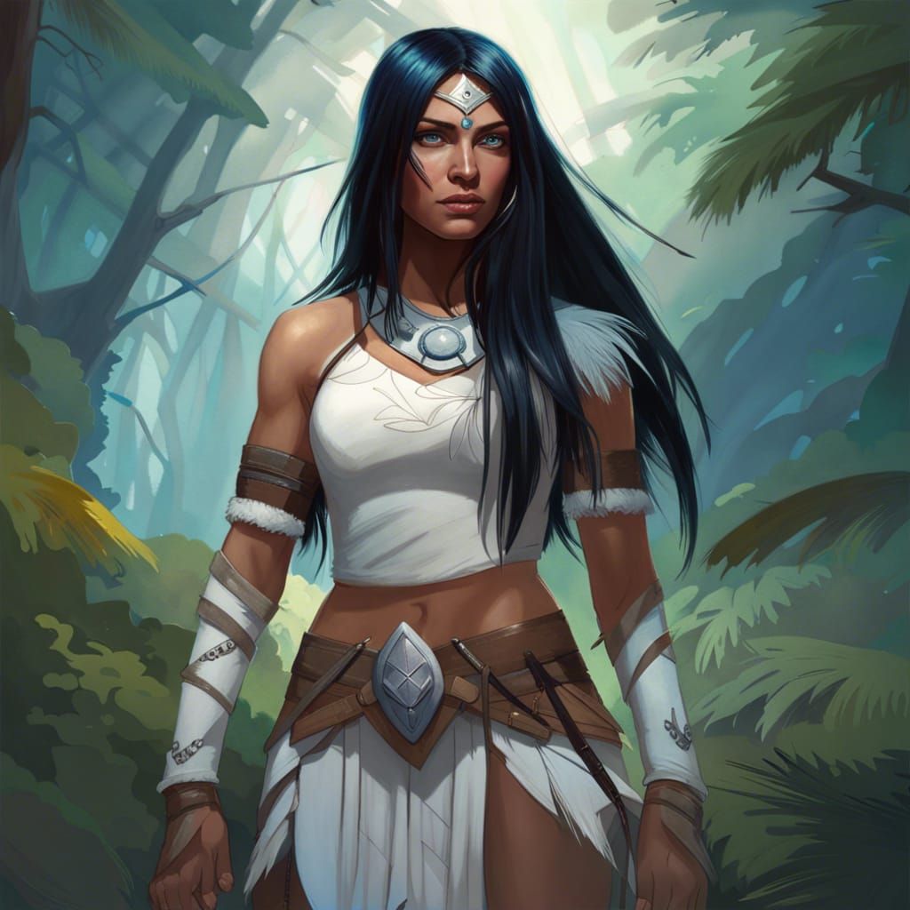 Amazon Warrior Woman Portrait in Fantasy Art Style