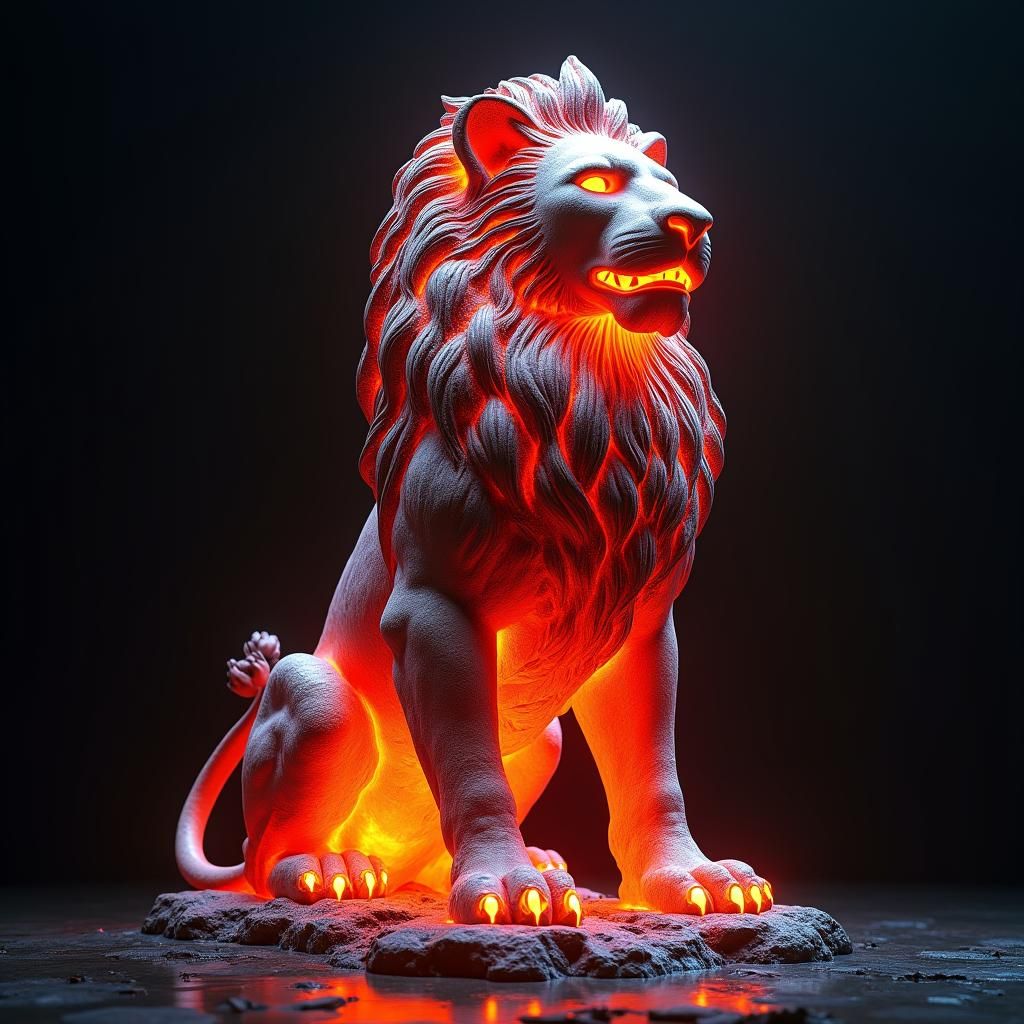 Molten Lava Lion Sculpture in Unreal Engine 5