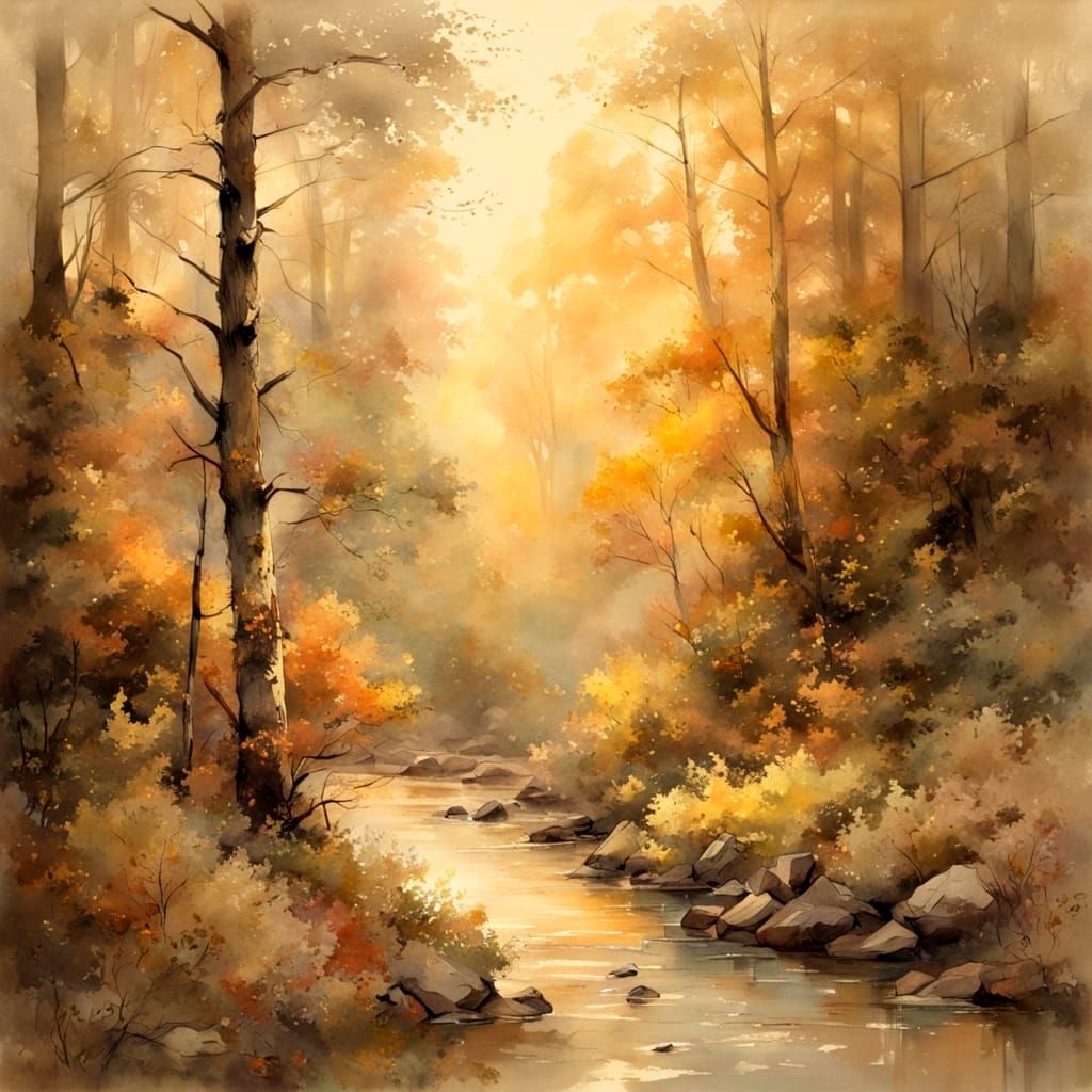 Idyllic Woods Scene in Warm Golden Light