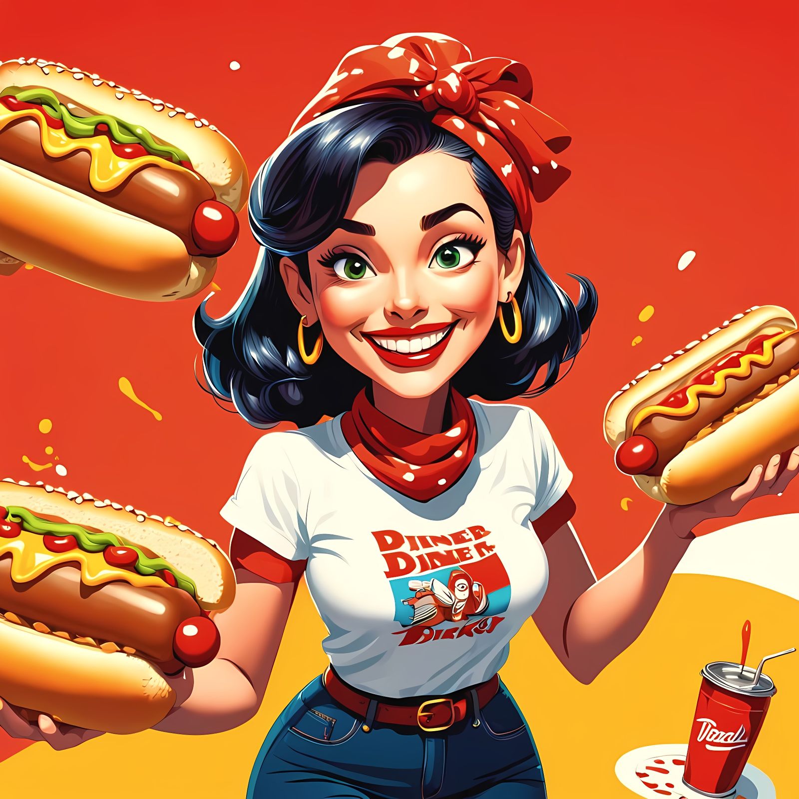 Retro 50s Diner Food Truck Art in Isometric View