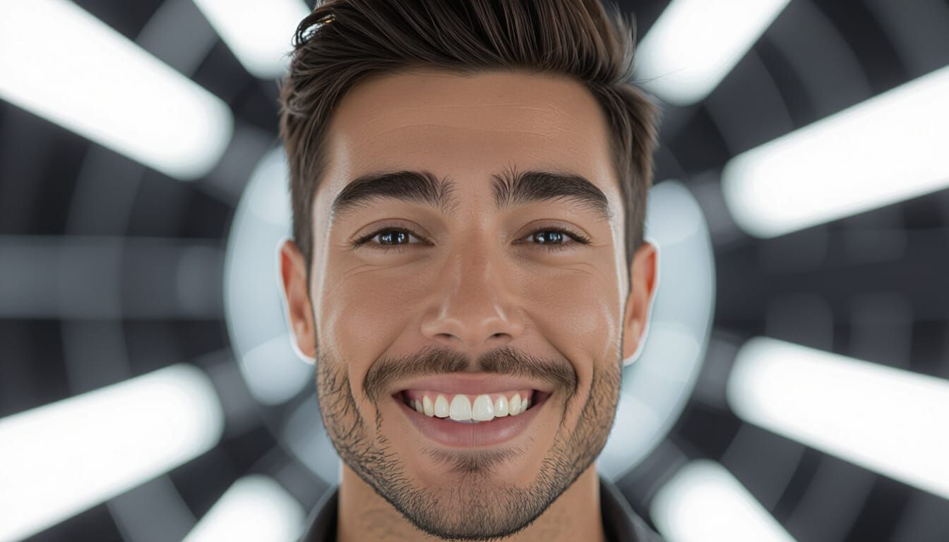 Confident Young Man in Biomechanical Spacecraft