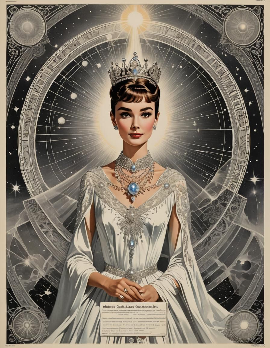 Audrey Hepburn as Princess of Liberty in Art Nouveau Style