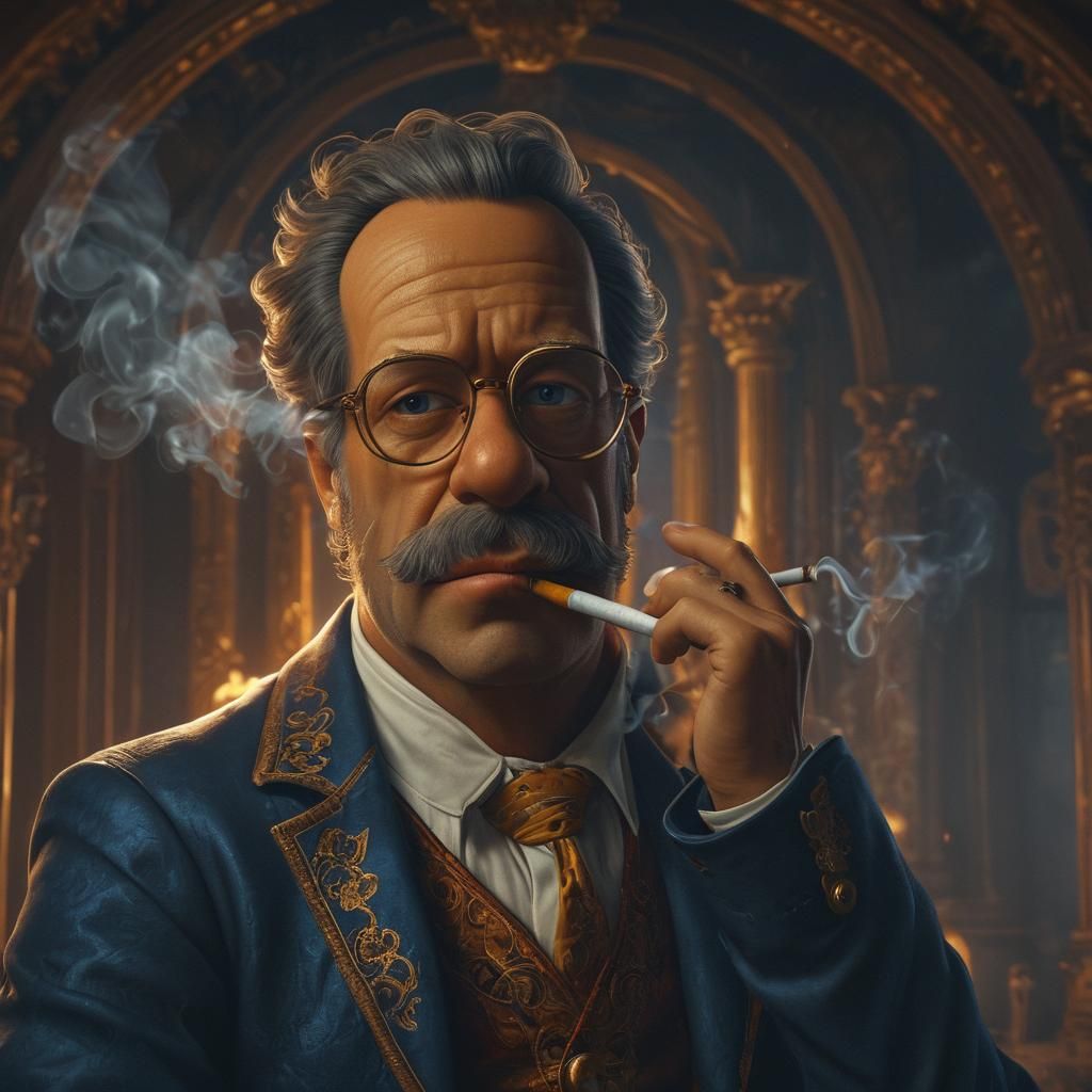 Homer Simpson Smoking in Baroque Fantastical Style