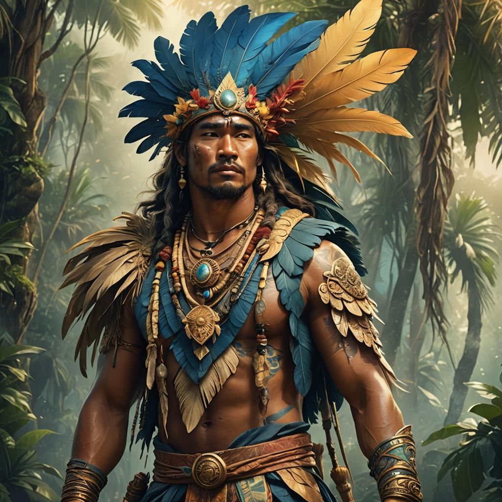 Mystical Hawaiian Kahuna in Tropical Setting