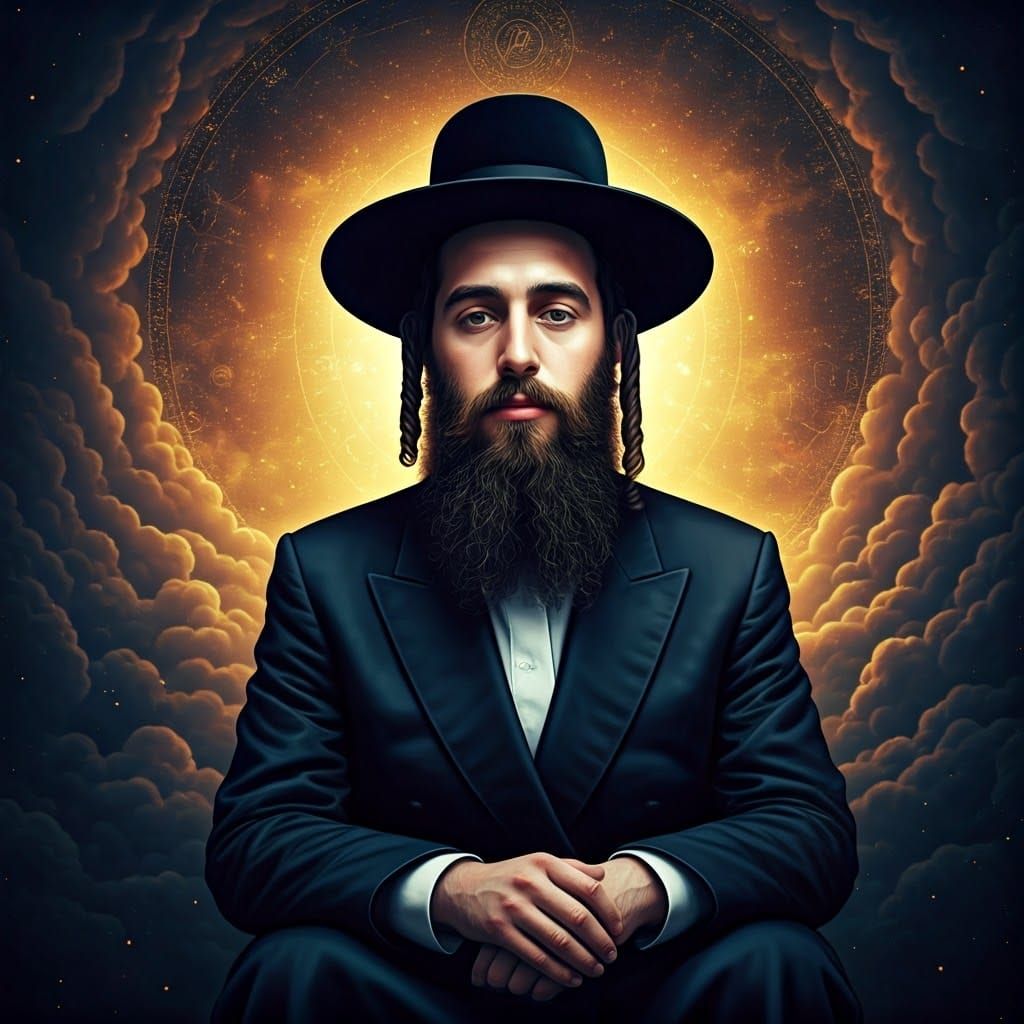 Introspective Haredi Scholar in Mystical Realms