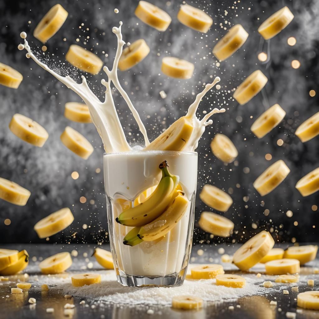 Banana Slices and Vanilla Sugar Milk Splash
