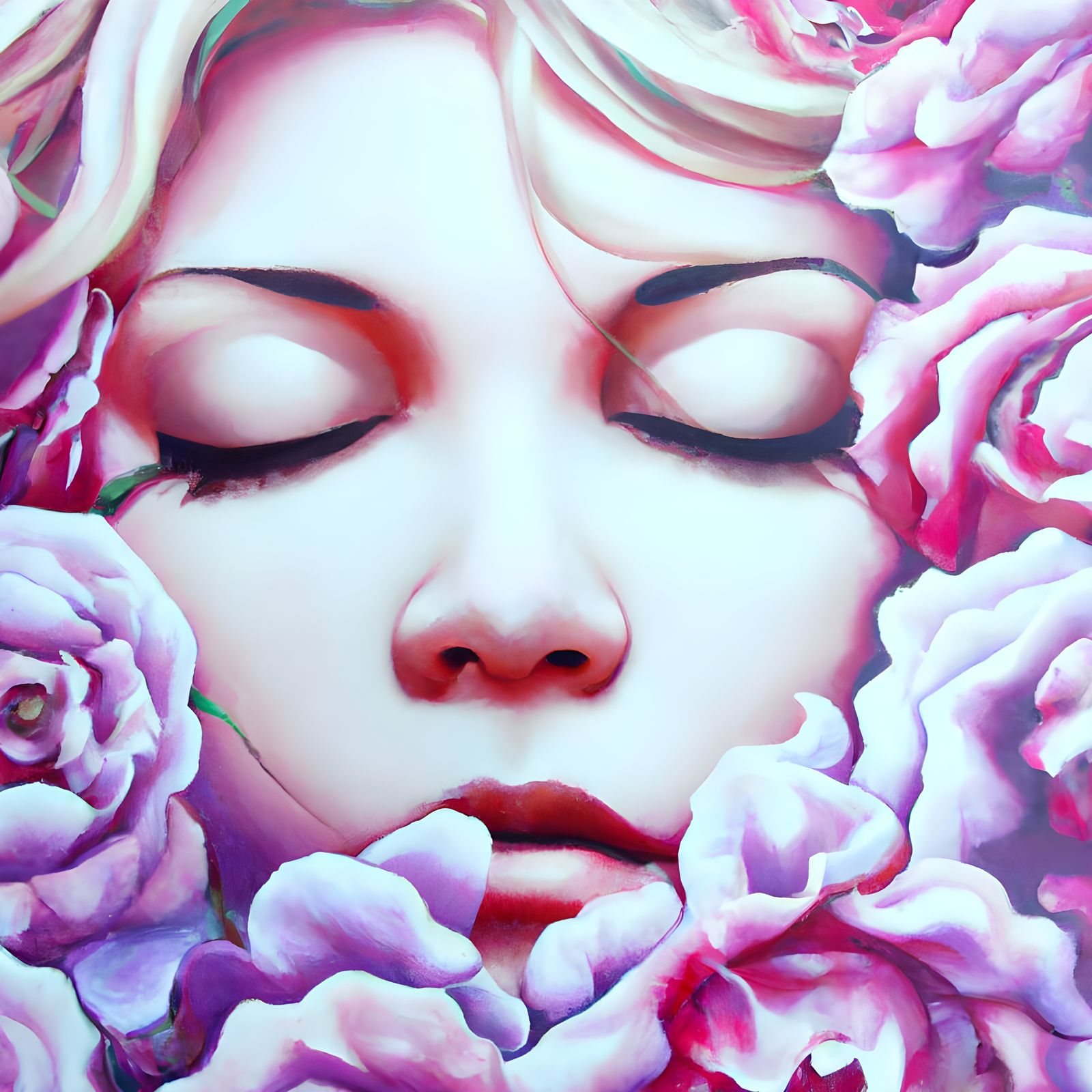 Ethereal Flower with Woman's Face: A Surreal Fusion