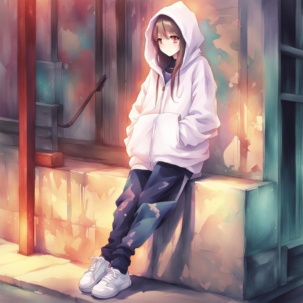 Japanese Anime Girl in Casual Attire