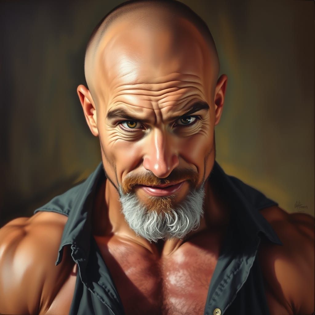 Classic Portrait of Rugged Man in Oil Painting Style