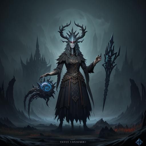 Fantasy Hag Sorceress Casting Dark Magic