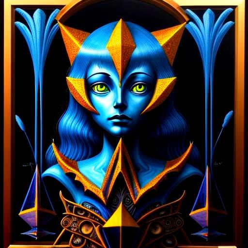 Abstract Surrealist Calligraphy in Triadic Oil Colors