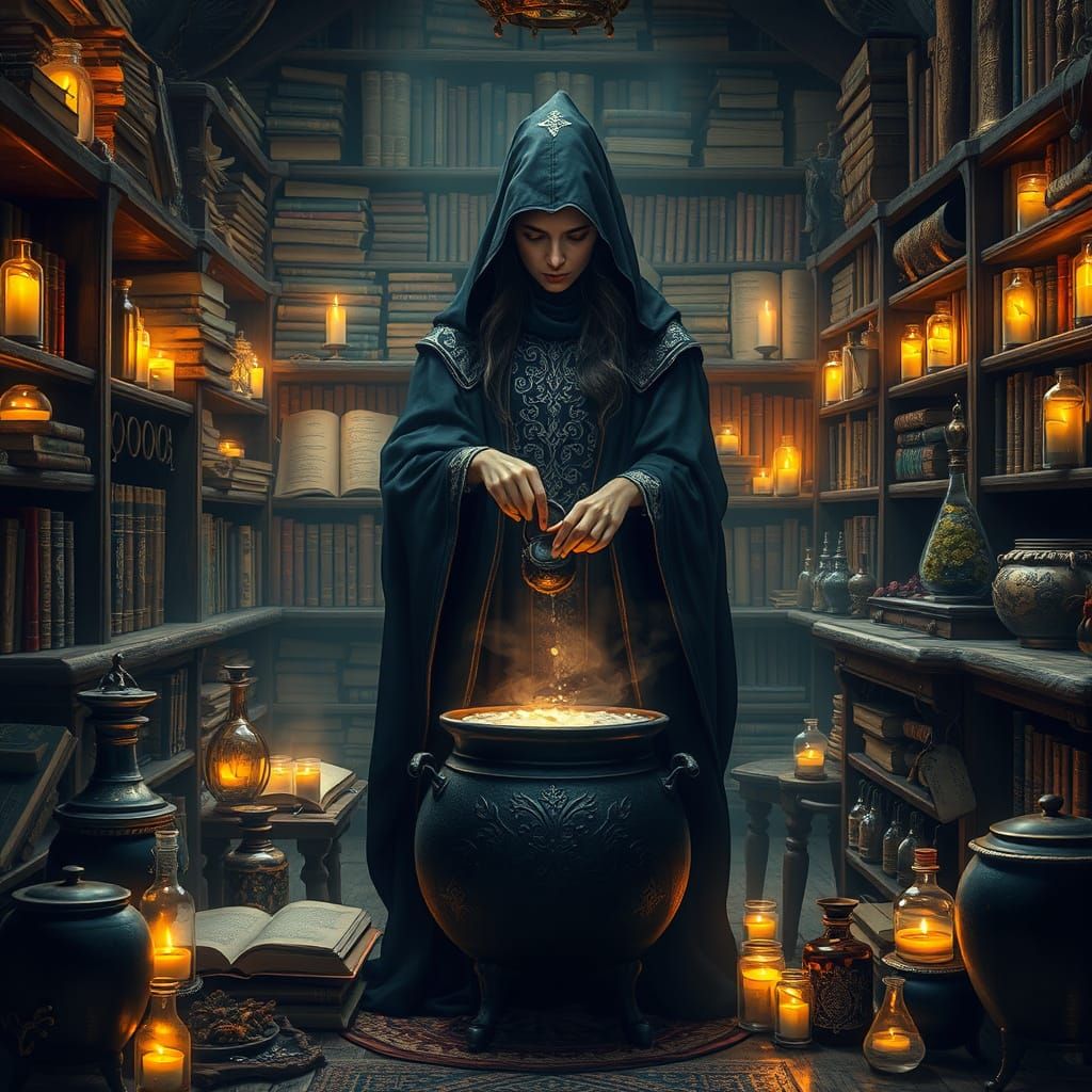 Mystical Apothecary in a Rich, Fantastical Setting