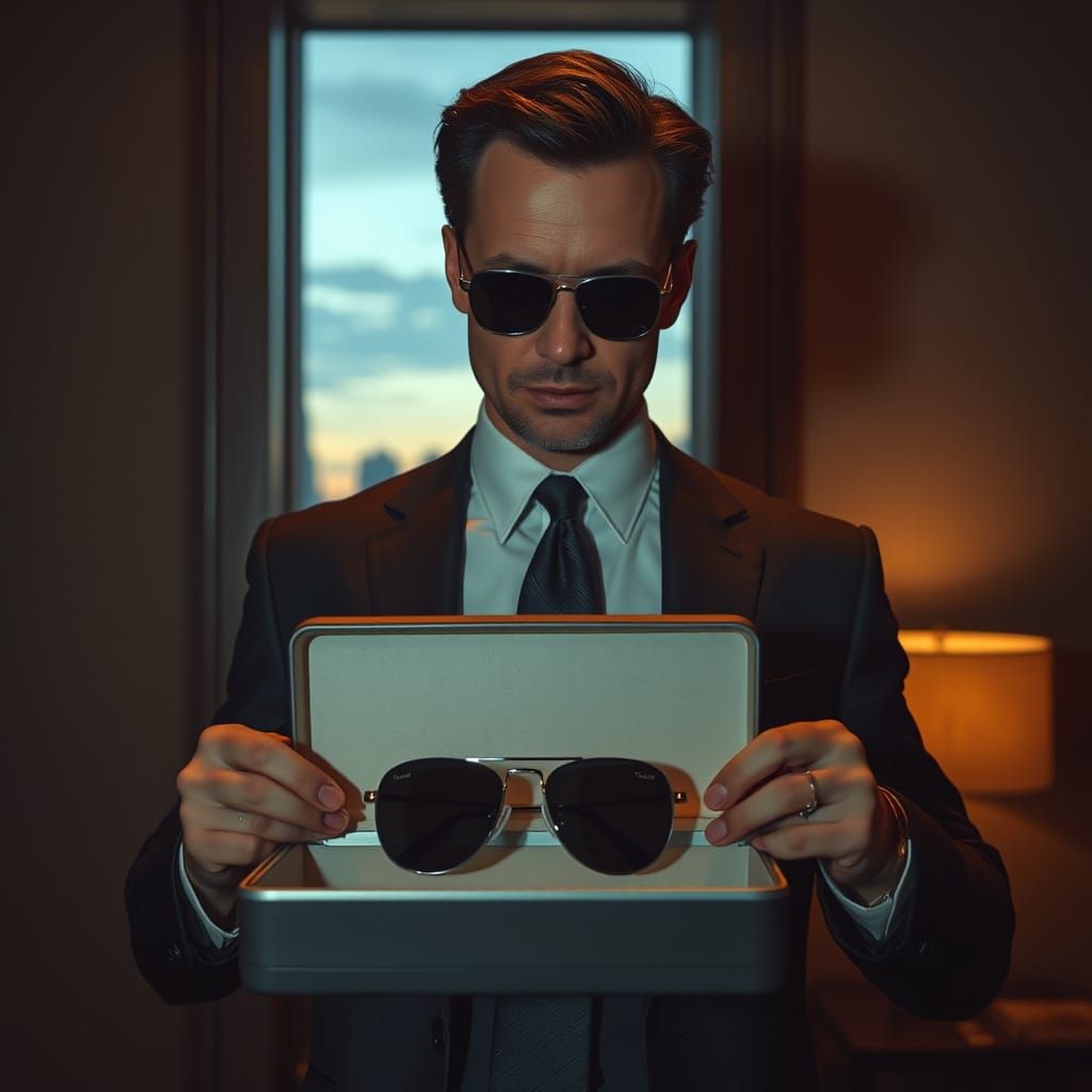 Sleek Suit Reveals Night Hawks Sunglasses