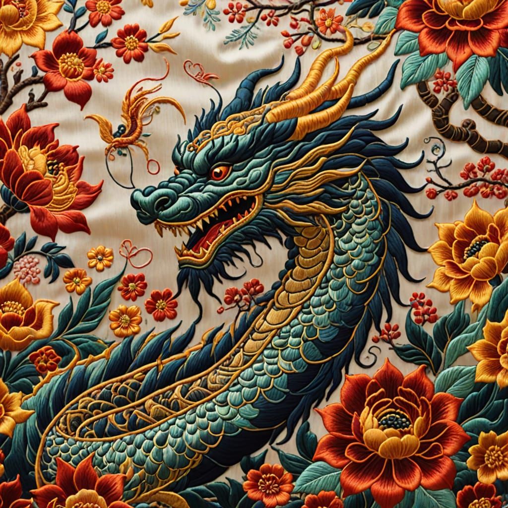 Exquisite Dragon Embroidery on Luxurious Silk
