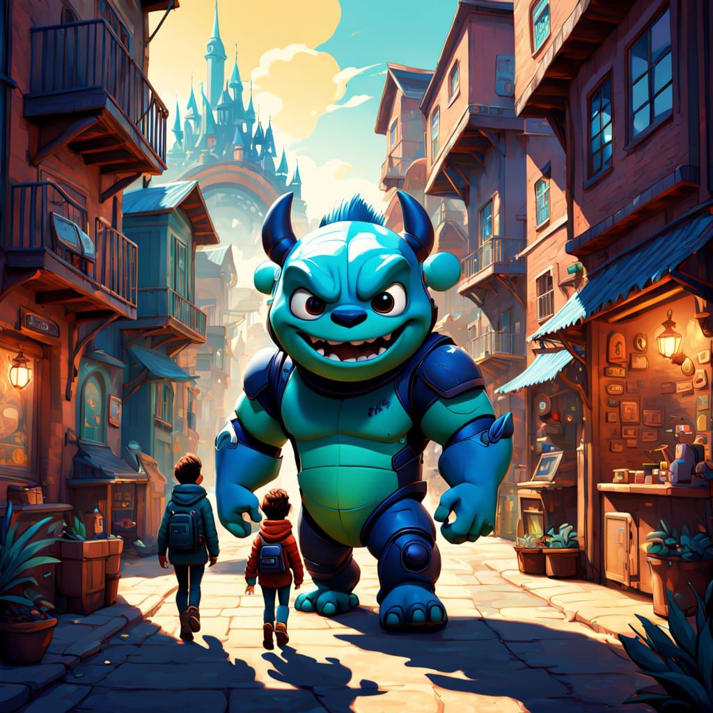 Pixar-Inspired Cartoon Characters in a Bright Fantasy World